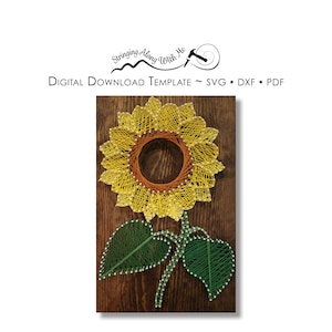 Digital Download-String Art Template Sunflower SVG, DXF, PDF Zip File This will change your life. image 1