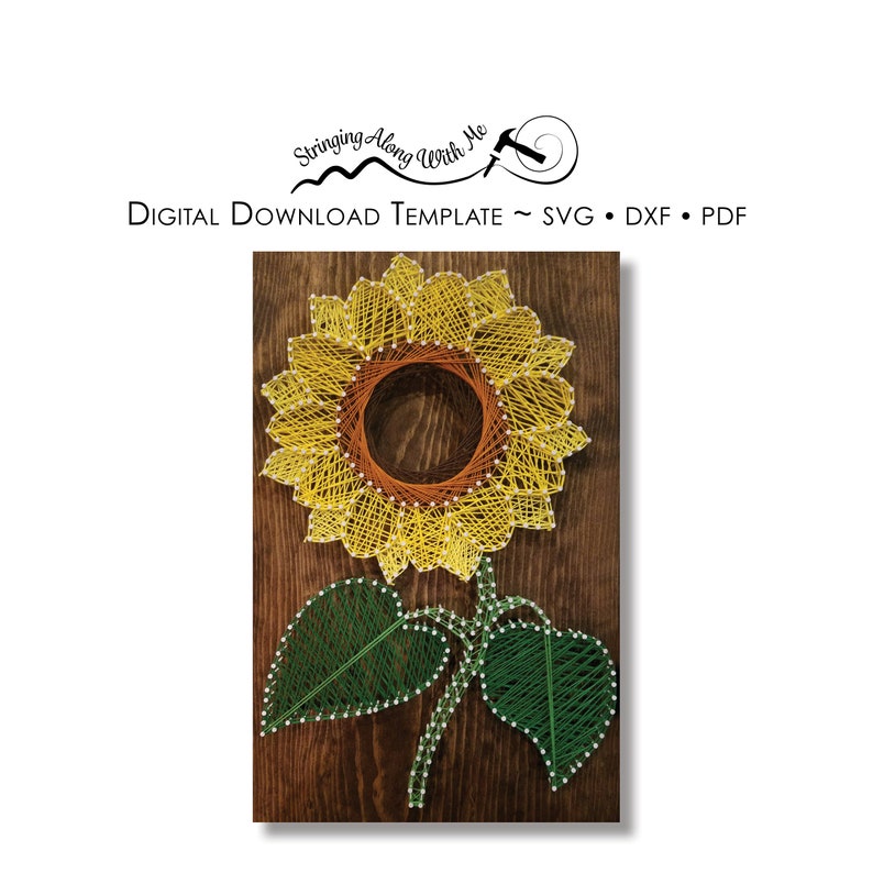 Digital Download-String Art Template Sunflower SVG, DXF, PDF Zip File This will change your life. image 1