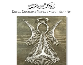 Digitaler Download-String Art Template - Engel - **SVG, DXF, PDF - Zip File** Dies wird dein Leben verändern.