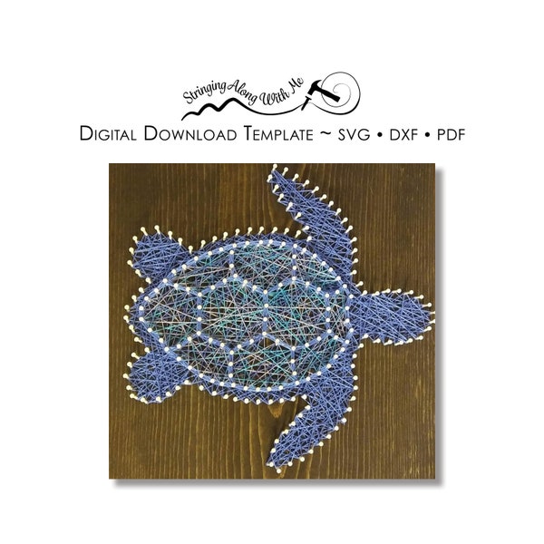 Digitaler Download - String Art Template - Meeresschildkröte - SVG, SXF, PDF- Zip File
