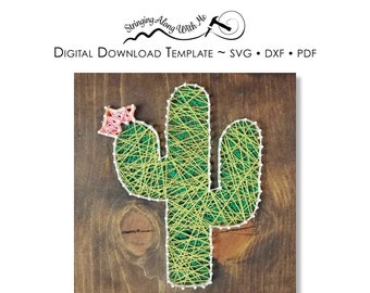 Kaktus String Art Vorlage - SVG DXF PDF (Digitaler Download)