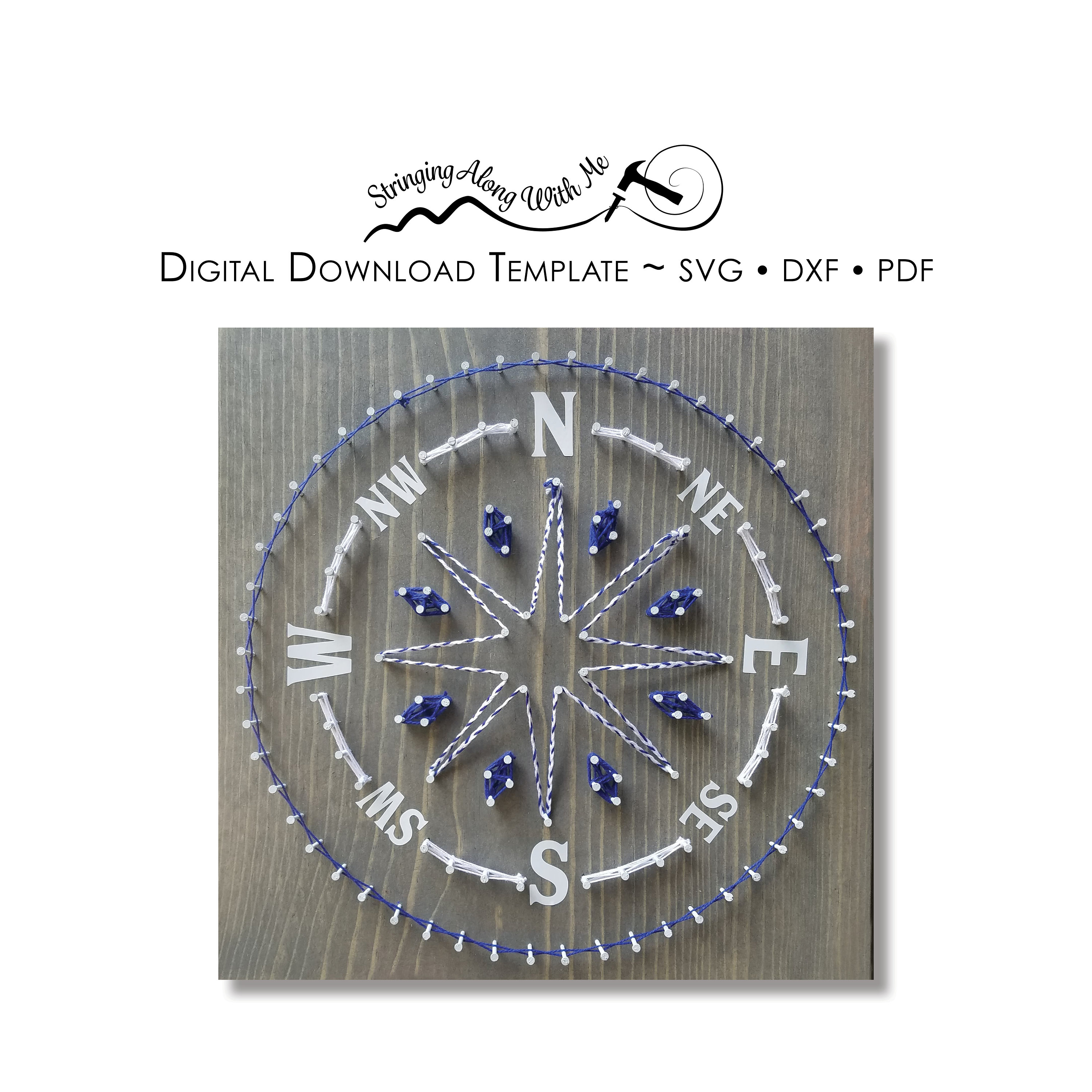 Compass String Art Template – SVG DXF PDF (digital Download) - Etsy