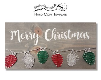 Merry Christmas String Art Template - Card Stock Template