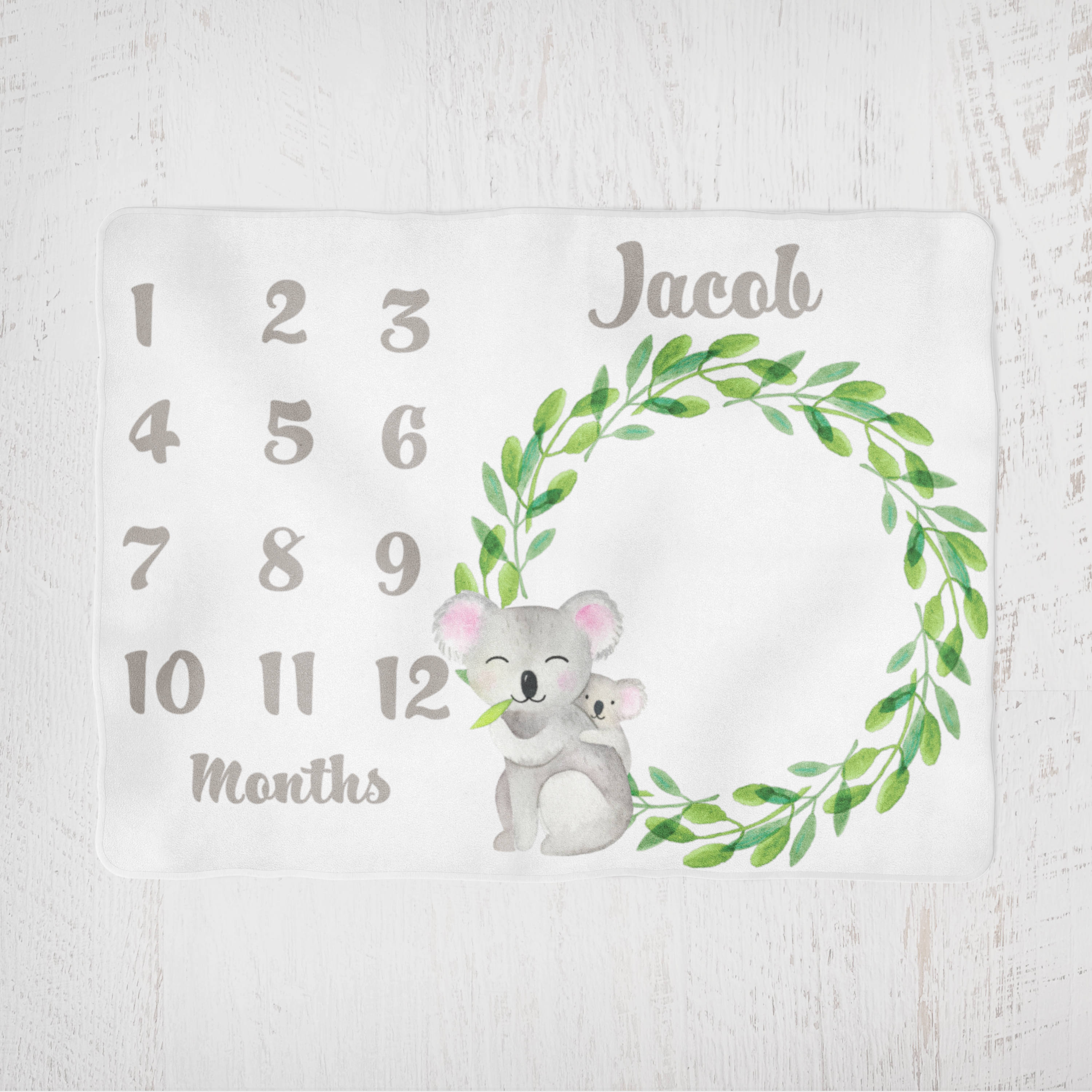 Baby Boy Monthly Milestone Blanket Personalized Unisex Koalas Etsy