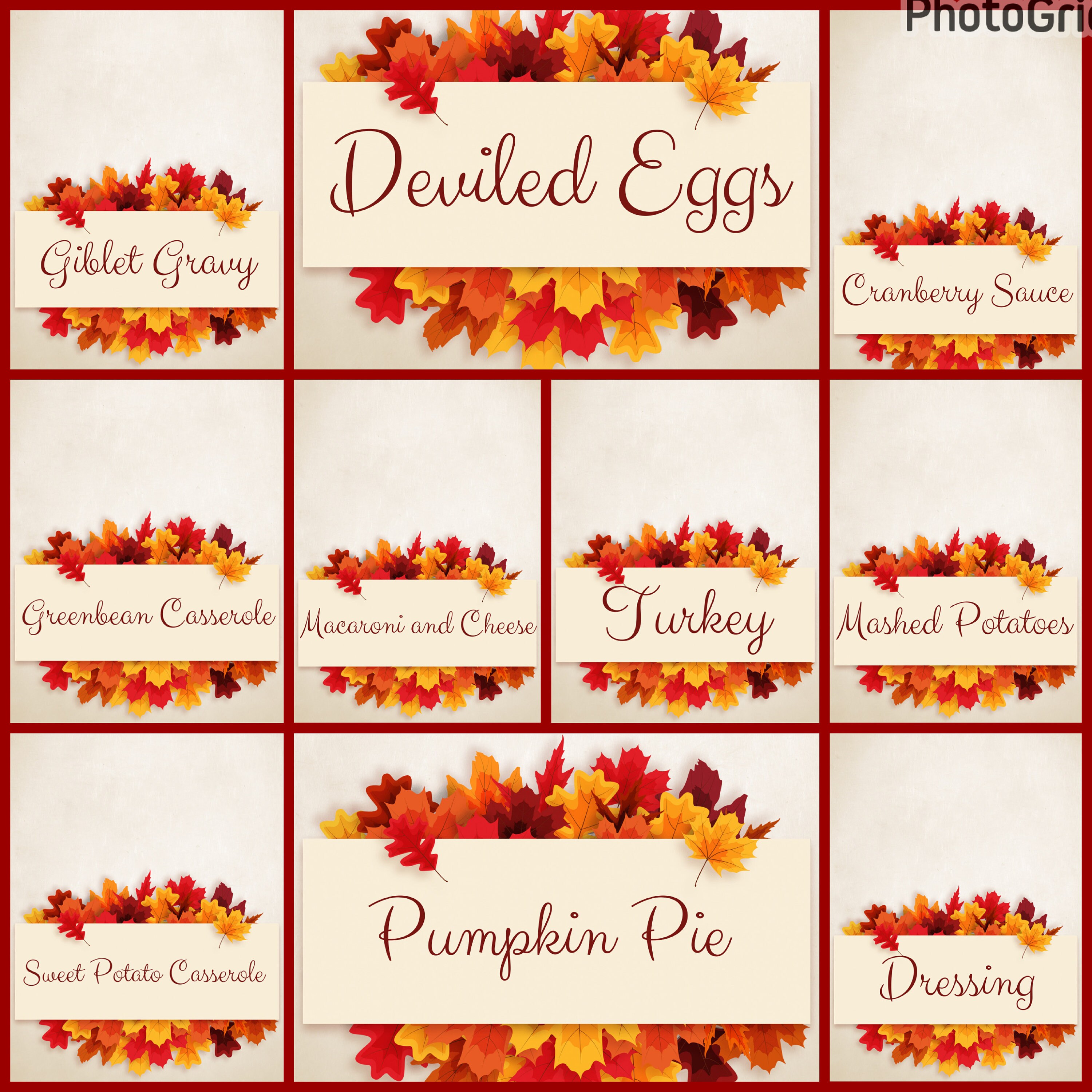 10 Food Labels Thanksgiving/fall Food Labels - Etsy