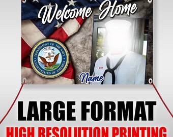 4' x 6' Vinyl Banner Marine Navy Welcome Home Custom Name 13oz