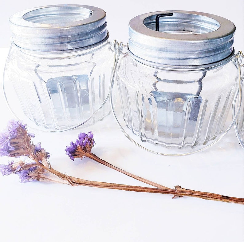 Set of 2/mason Jar Hanging Votive Holders/clear Glass Etsy