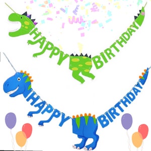 Dinosaur Banner Dinosaur Birthday Party Decorations Tyrannosaurus Rex Happy Birthday Banner.