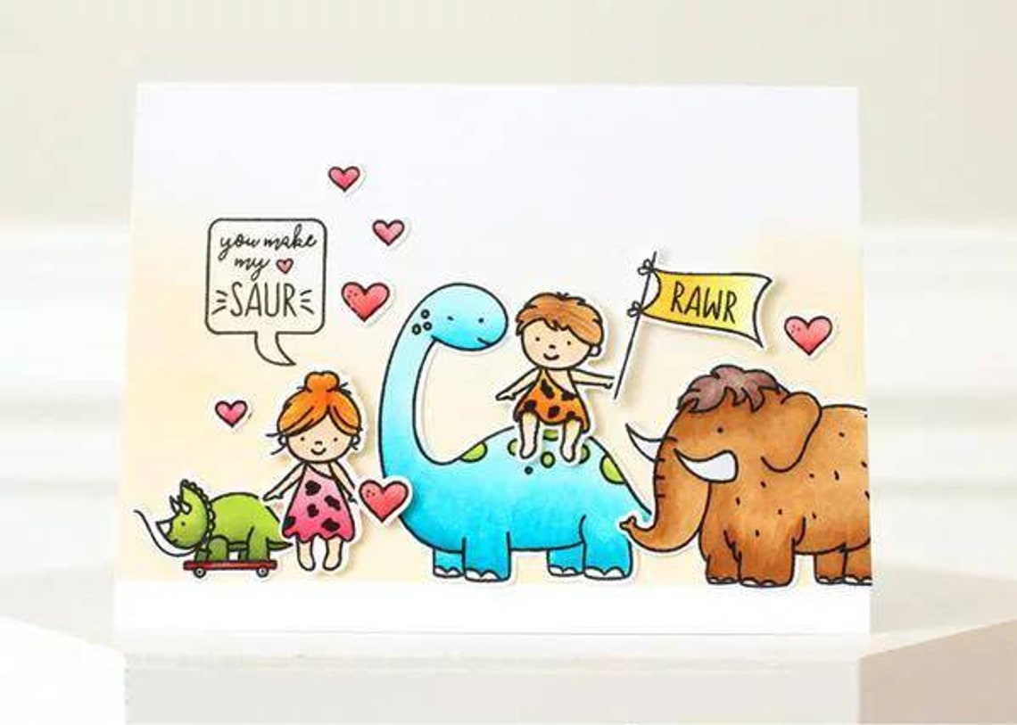 Cute Dinosaur Rubber Stamps Set Clear Stamps Card Making Kid Etsy