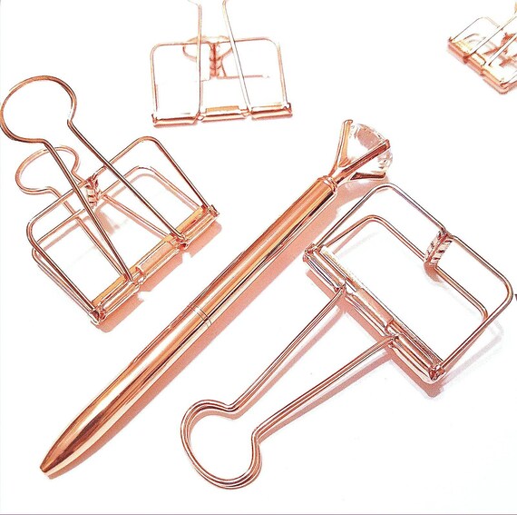 612 Page Holder/Rose Gold Paper Clips/Large Rose Gold Binder Etsy