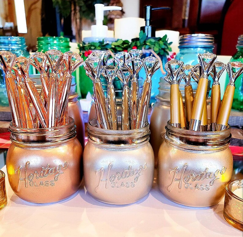 Rose Gold Mason Jar Mercury Glass Vase Gold Mason Jar Silver Etsy