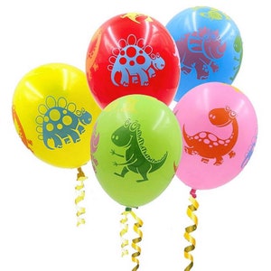 10 Dino Latex Balloons Cute Dinosaur Party Balloons 12 Dinosaur Birthday Decorations Dinosaur Balloons for Girls Colorful Balloon for Boys. Colored w colored