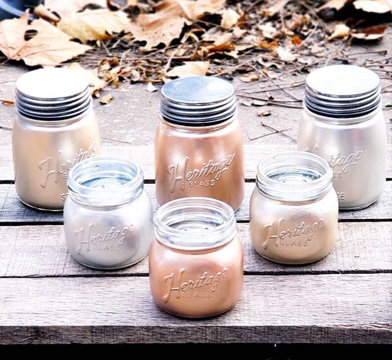 Rose Gold Mason Jar Mercury Glass Vase Gold Mason Jar Silver Etsy