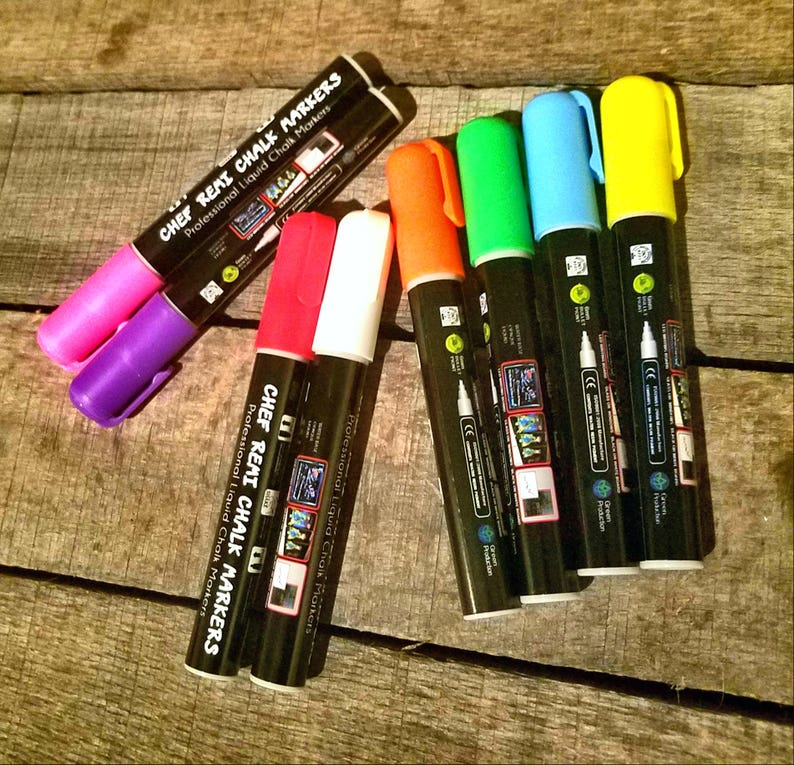 8 Glass Marker Liquid Chalk Pens Dry Erase Marker Chalk Paint Etsy