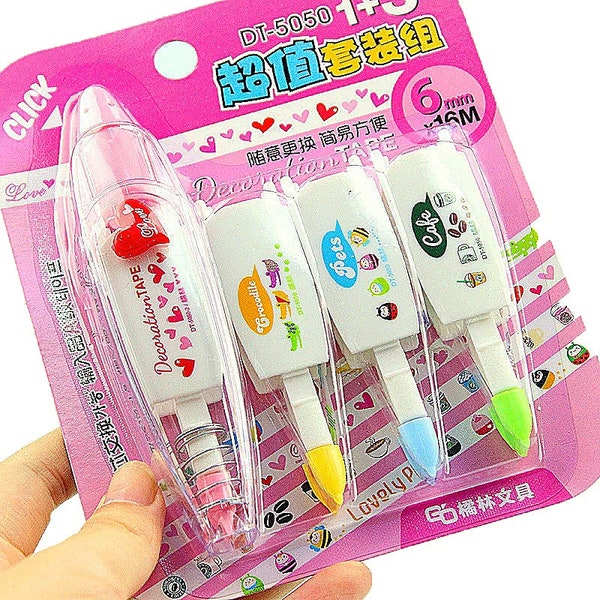 Washi Masking Tape Correction Pen and 3 Corrective Refills Kid Gift