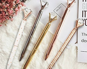 Rose Gold Diamond Pen, Wedding Pen, Guest Book Pen, Planner Pen, Diamond Pen, Gem Pen, Crystal Pen, Diamond Top Gem Pen, Rose Gold Ink Pen