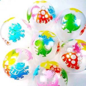 10 Dino Latex Balloons Cute Dinosaur Party Balloons 12 Dinosaur Birthday Decorations Dinosaur Balloons for Girls Colorful Balloon for Boys. Clear w Colored