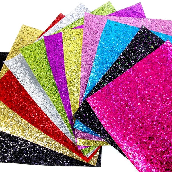 8x13 Glitter Fabric Sheet Faux Leather Chunky Glitter Sheets Glitter Canvas Glitter Material Multiple Colors