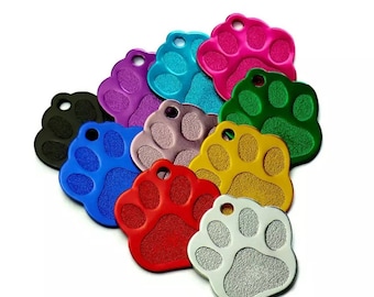 Paw Print Dog Tag Blanks, Anodized Aluminum Pet ID Tags (Set of 5)