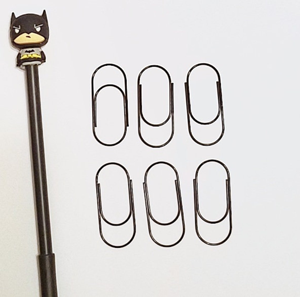 6 Large WIDE Paper Clips Black Paper Clips Silver Paper Clips Etsy