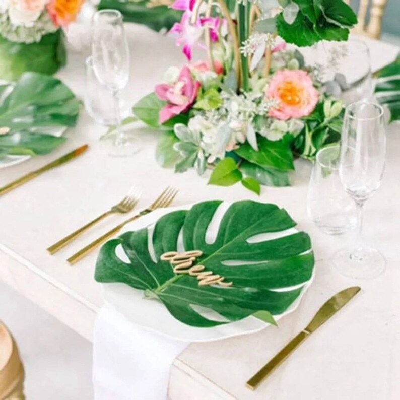Paper Party Supplies Safari Themed Party Fake Leaf Hawaii Wedding Decor Artificial Tropical Palm Leaves Hawaiian Luau Bridal Shower Party Decor