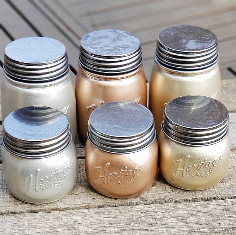 Rose Gold Mason Jar Mercury Glass Vase Gold Mason Jar Silver Etsy