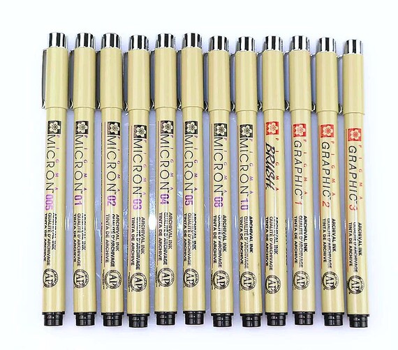 12 Wasserdichte Micron Stifte Pigment Zeichnung kuli fine Fineliner Marker Pen