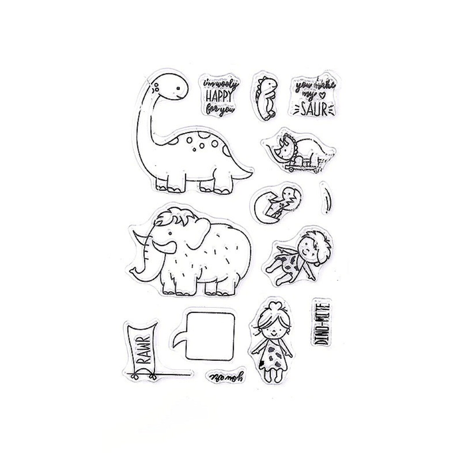 Cute Dinosaur Rubber Stamps Set Clear Stamps Card Making Kid Etsy