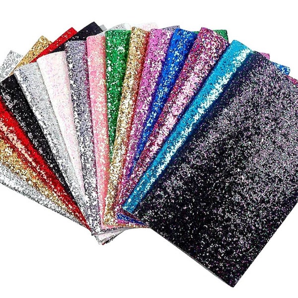 8.5x12 Faux Leather Glitter Fabric Sheet/ Chunky Glitter Sheets/ Glitter Canvas/Gold Glitter Fabric/Silver Glitter Sheet/Pink Glitter Fabric