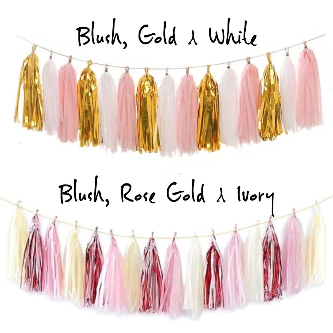 Tissue Paper Banner/blush Tassel Garland/blush and Champagne Etsy