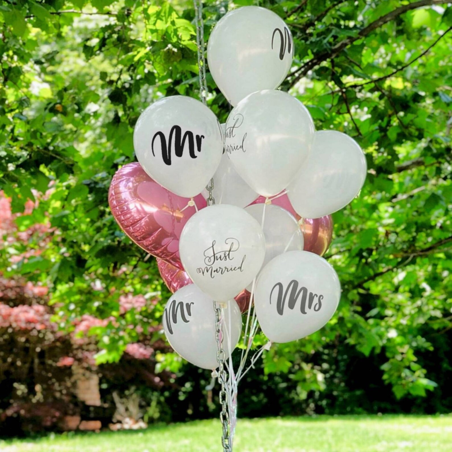 Just Married Wedding Balloon Bouquet/Mr and Mrs Balloon/12 Pc Etsy