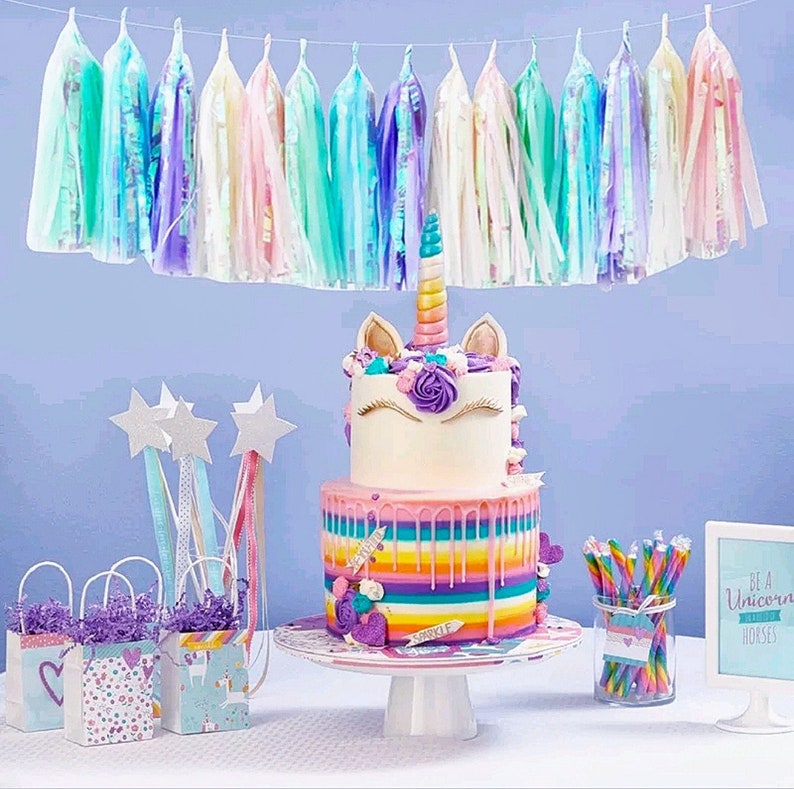 Unicorn Party Tassel Garland DIY Tassel Banner Rainbow Pastels Etsy
