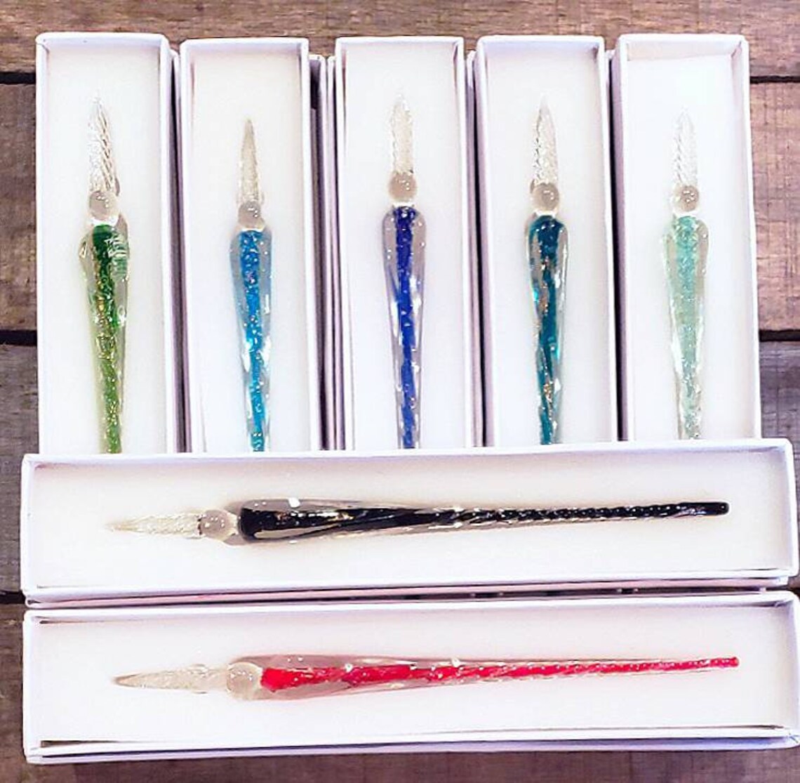 Glowing Glass Dip Pen Hand Blown Luminous Glass Sign Pen Etsy