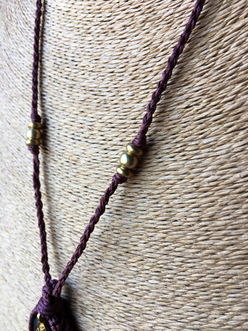Labradorite Crystal Labradorite Cabochon Necklace Hemp Stone Macrame Cabochon Labradorite Stone Hemp Macrame Necklace Cabochon