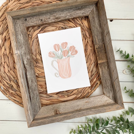 Tulips Bouquet Art Print - floral bouquet - 5x7 8x10 - spring flowers - tulips - hydrangeas