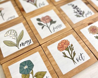 Mini Birth Flower Sign - hand painted birth flower decor - birthday - family bouquet