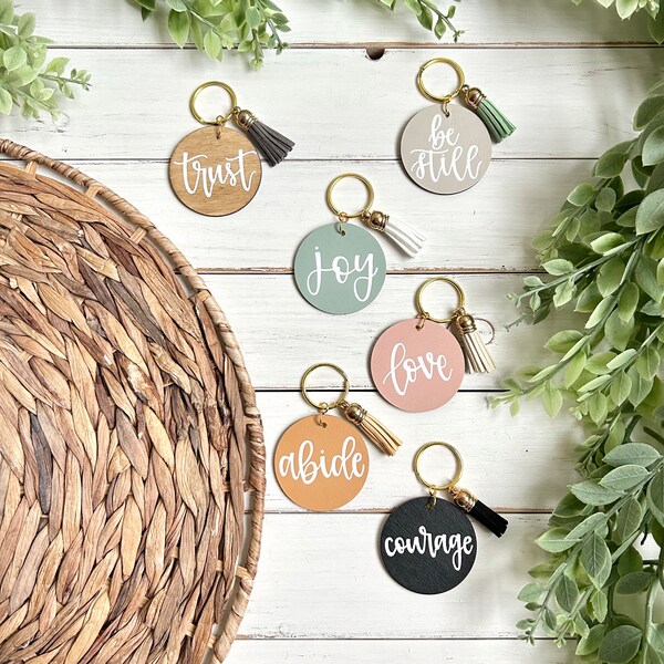 One Little Word Keychain Etsy