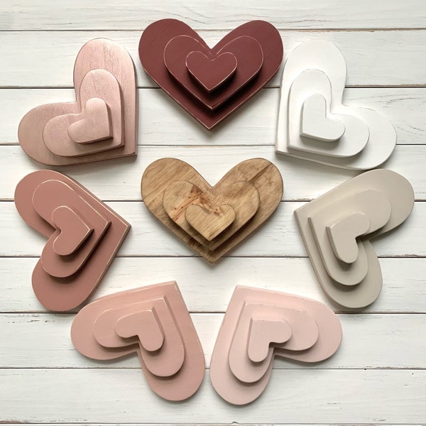 Mini Wood Hearts - INDIVIDUAL - wood Valentine's Day decor - tiered tray decor - hand cut - tiny hearts - love hearts wedding anniversary