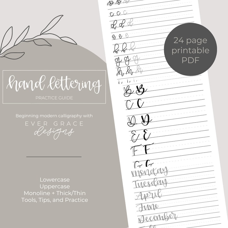 Line Guide For Lettering Hand Lettering Practice Guide - Beginning Faux Calligraphy Modern ...