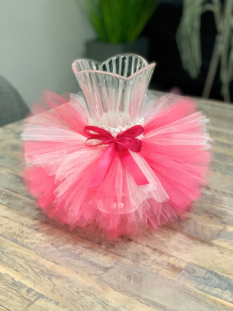 Fuscia Pink and White Vase Tutu Skirt. Baby Shower Decoration. Etsy
