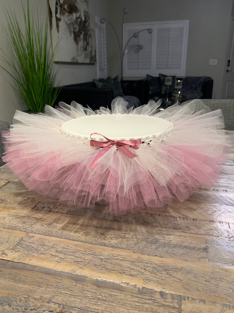 Cake stand tutu skirt. Pink and ivory sparkle tutu.Baby shower Etsy