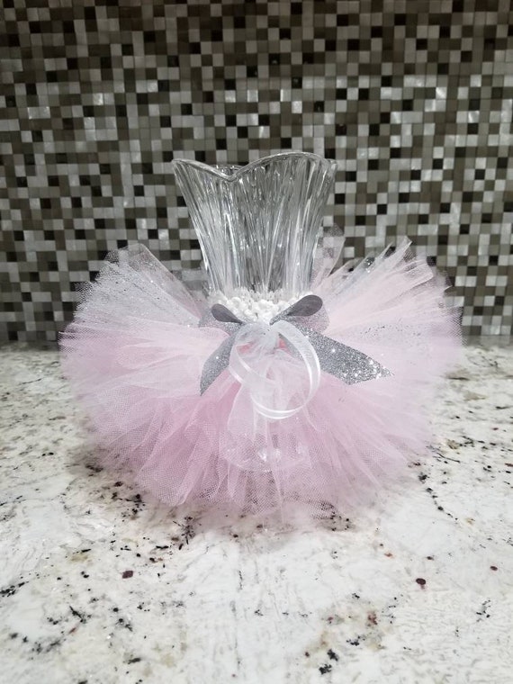 Pink and Silver Vase Tutu Skirt. Baby Shower Decoration. Wedding Decoration. Party Decorations. Center Piece for Baby Shower. Etsy