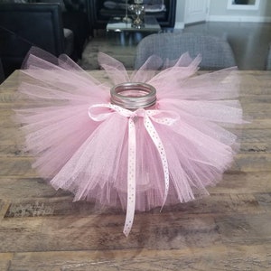 Słoik typu mason, Tutu do miseczki na cukierki. Dekoracja baby shower. Tutu baletnicy. Dekoracja ślubna. Dekoracje imprezowe.