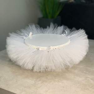 Cake stand tutu skirt. White sparkle tutu.Baby shower decoration.  Wedding decoration.