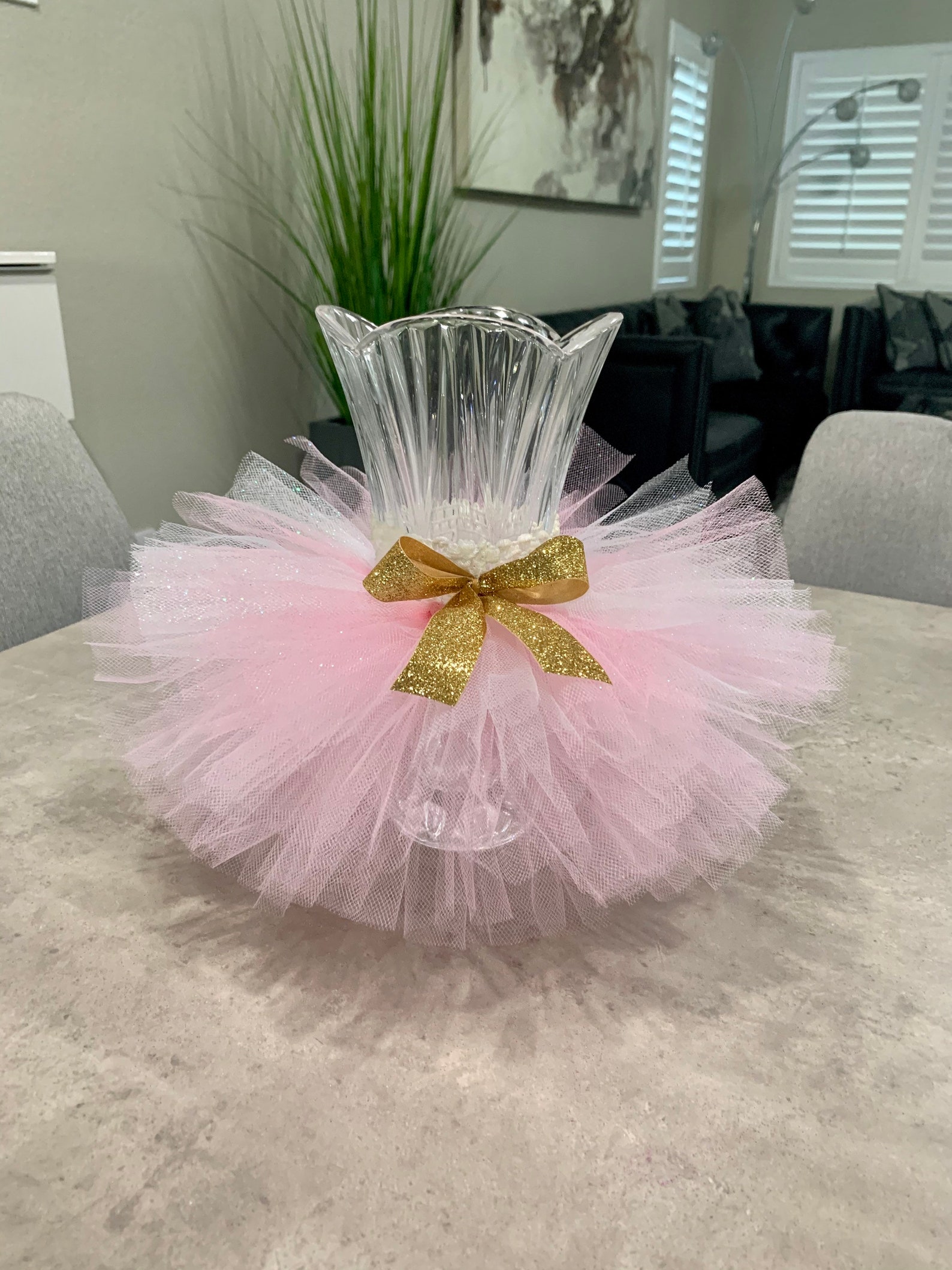 Pink Vase Tutu Skirt With Gold Ribbon . Baby Shower Etsy