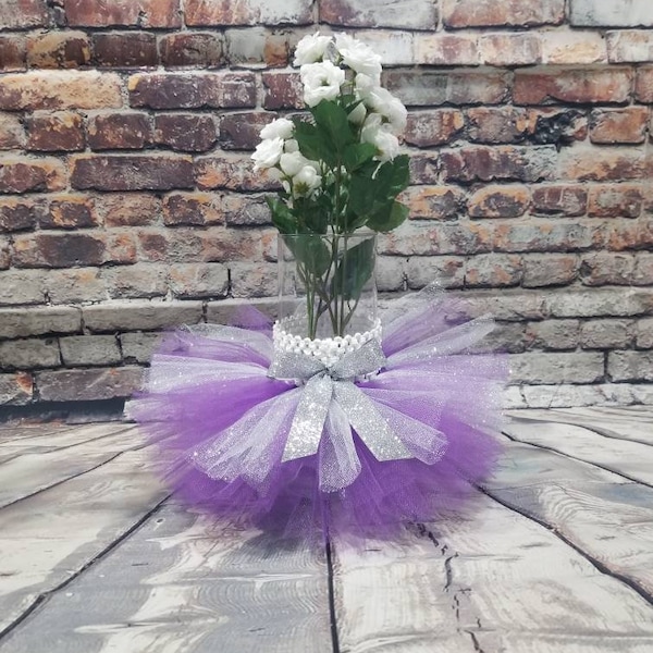Silver/Fuchsia Corset Tutu Dress Cylinder Vase main image 0
