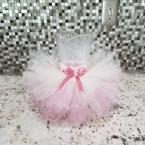 Pink and glitter ivory vase tutu skirt. Candy jar tutu.Baby shower decoration.  Wedding decoration.