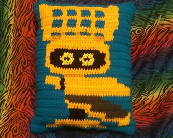 Handmade Crocheted Crow T. Robot MST3K Pillow (Made to Order)
