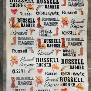 personalized  baby blanket, custom blanket, plush, cowboy theme, baby shower gift