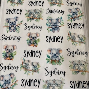 personalized baby blanket, koala, baby shower gift, boy gift idea, girl gift idea